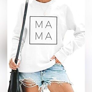 White Sweatshirt with 'MAMA' Print